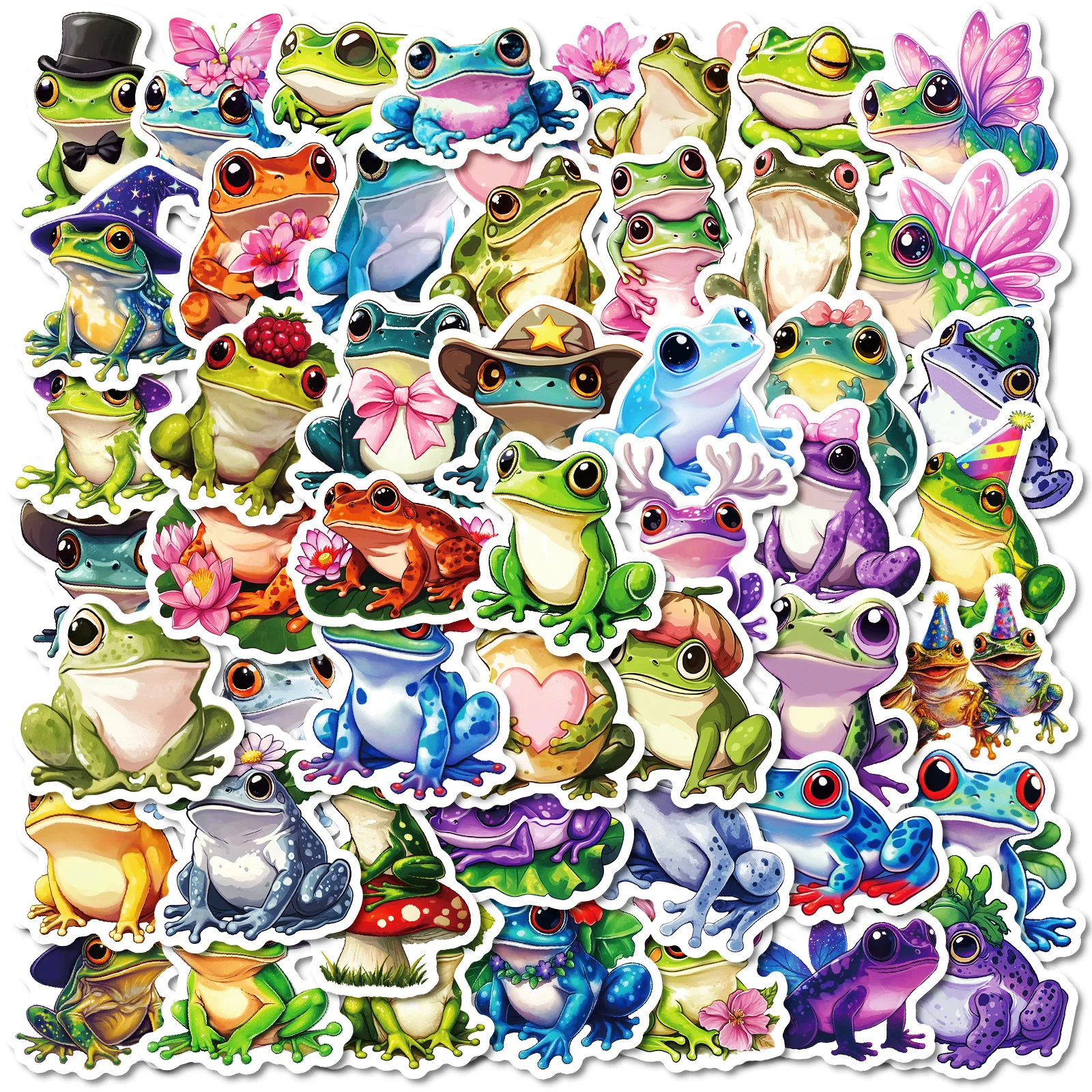 50 Pcs Cute Silly Frog Cartoon Graffiti Stickers for DIY Decorating Phones, Notebooks, Laptops and Water Bottles