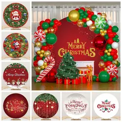 Christmas Round Backdrop Cover Santa Claus Glitter Spots Snowflake Xmas Family Party Circle Photography Background Photostudio