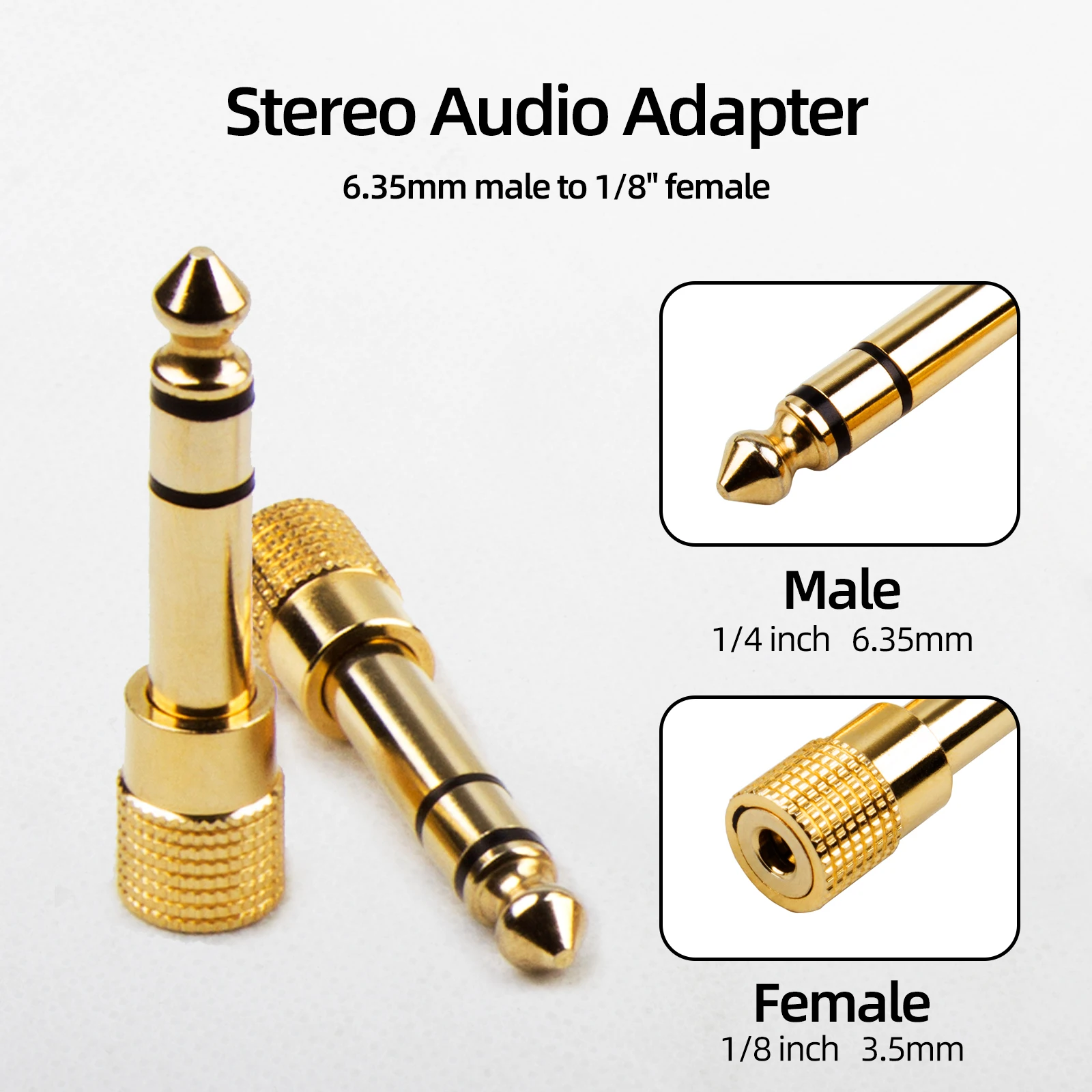 Yinyu 6.35mm to 3.5mm Adapter Gold Plated 1/4 Inch Jack to 3.5mm Female Audio Aux Converter for Guitar Headphones Studio