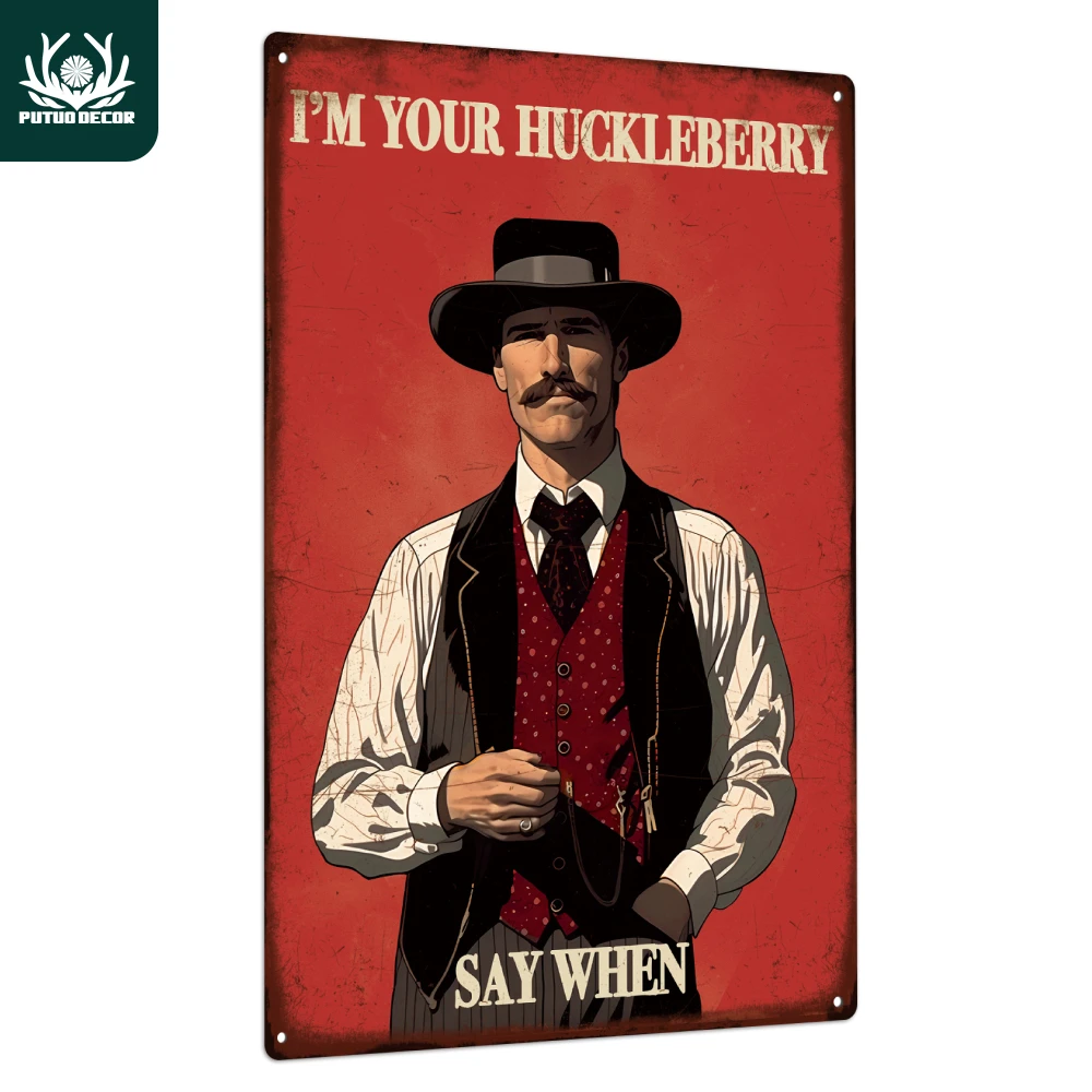 

Putuo Decor 1PC Movie Tin Sign, Vintage Plaque Wall Decor Poster for Home Bar Living Room Club Man Cave, I'M Your Huckleberry