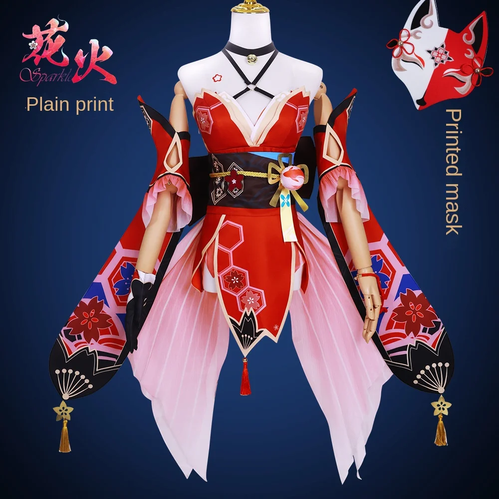 Honkai Star Rail Sparkle Cosplay Costumes Anime Halloween Uniform Full Set Free Mask Offer Red Dress Wig Disfraz Mujer Suit