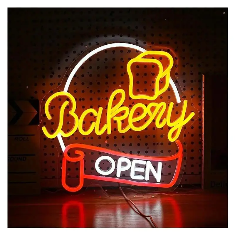 Bakery Open Neon Sign For Wall Decor Light For Store Window Decorations Cafes Restaurants Home Party 32.5cmx31.5cm