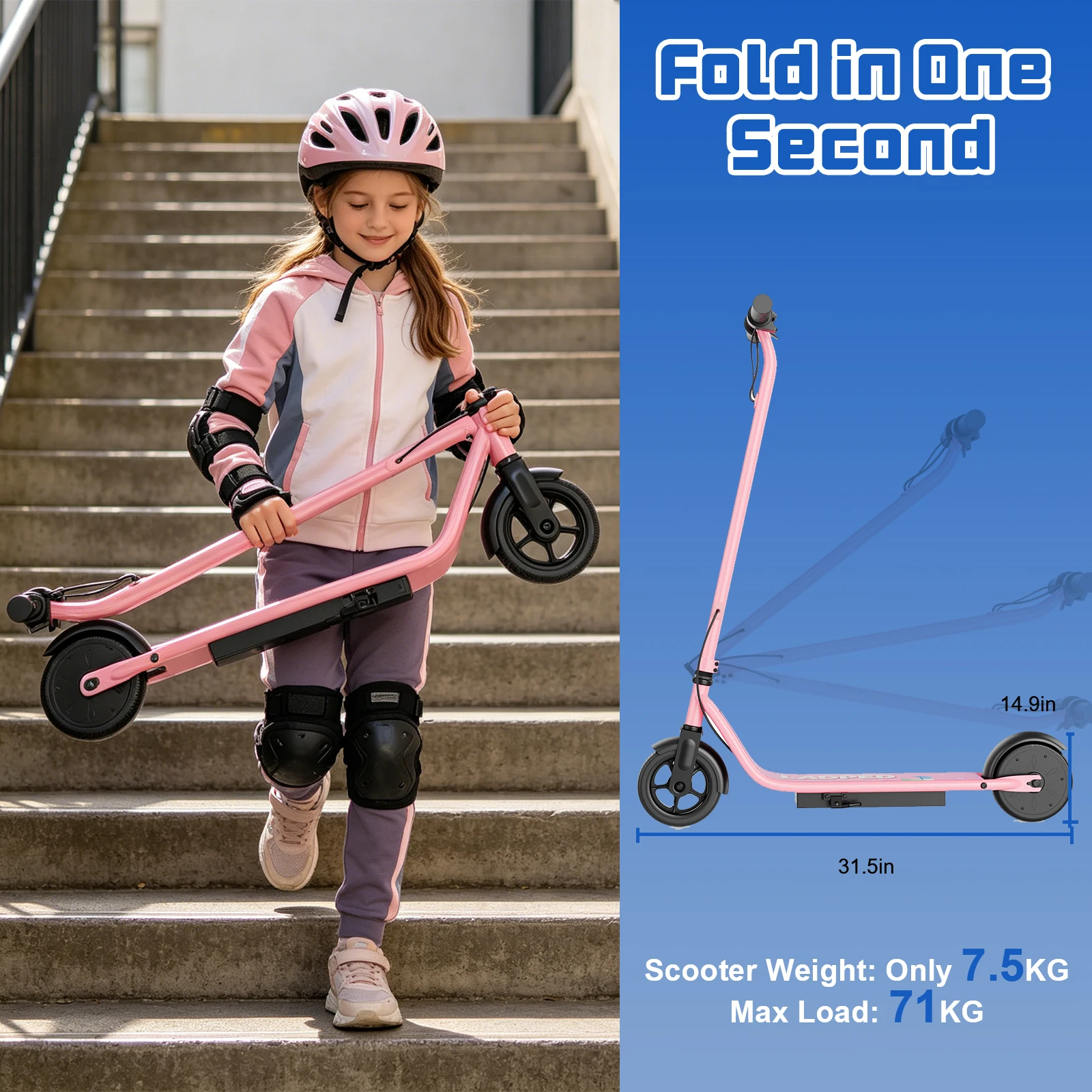 JUICEASE Kid65 Kinder-Elektro-Scooter mit Smart-App-Steuerung, faltbarer Mini-E-Scooter mit 6,5-Zoll-Reifen, 36V5.2Ah Lithium-Batterie, lange Reichweite, sicheres Fahrvergnügen, Scooter-Geschenk für Jungen und Mädchen. – Detail 17