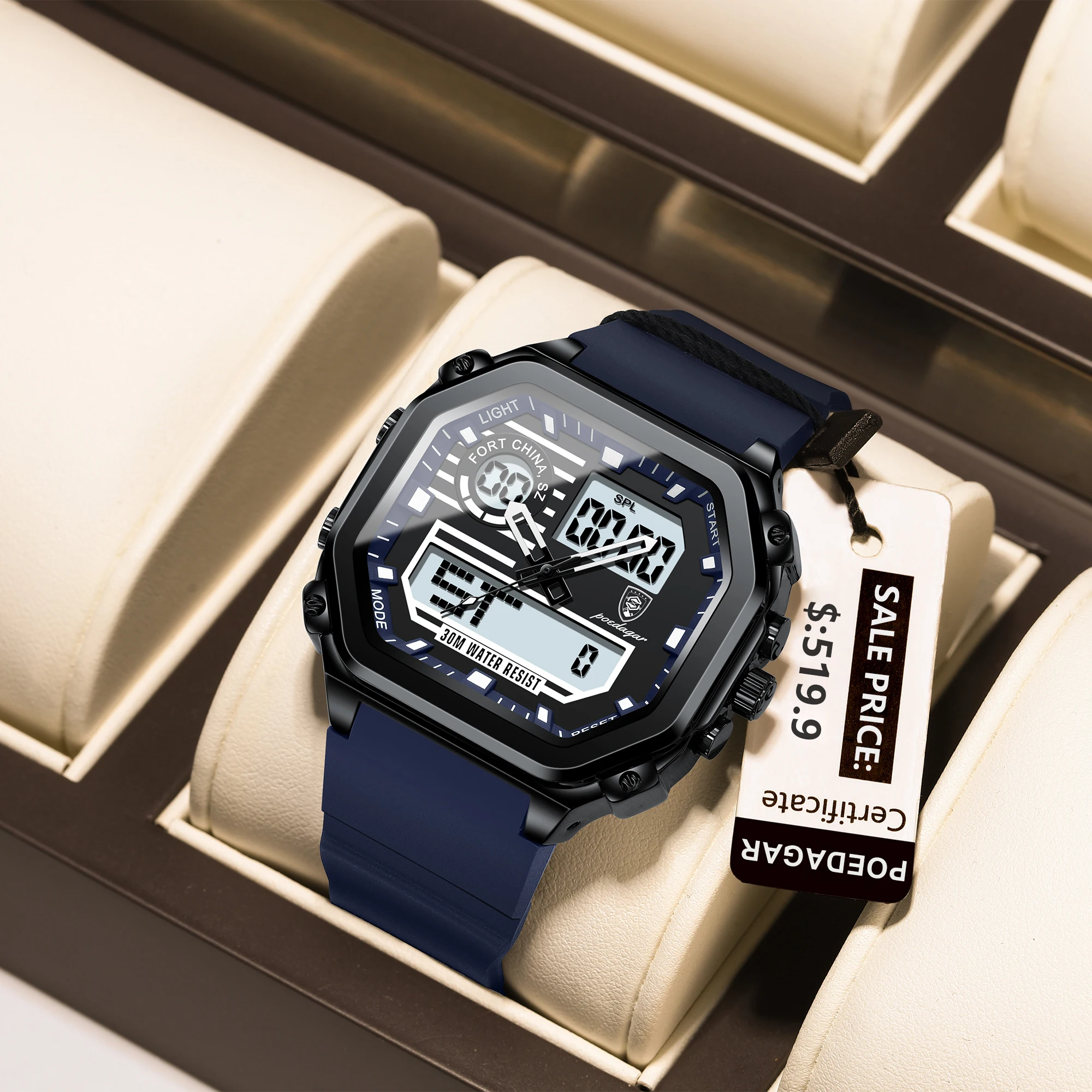 

POEDAGAR Роскошные электронные мужские часы Водонепроницаемые светодиодные светящиеся мужские наручные часы с датой недели Силиконовый ремешок Кварцевые спортивные мужские часы