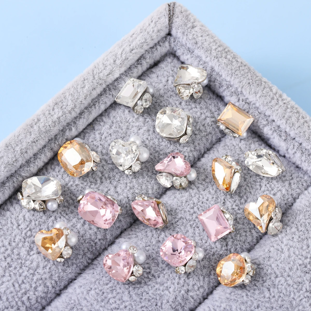 24 uds/6 caja de rejilla aleación diamantes de imitación decoración de uñas japonés ins viento uñas flash pila taladro DIY juego de accesorios para uñas