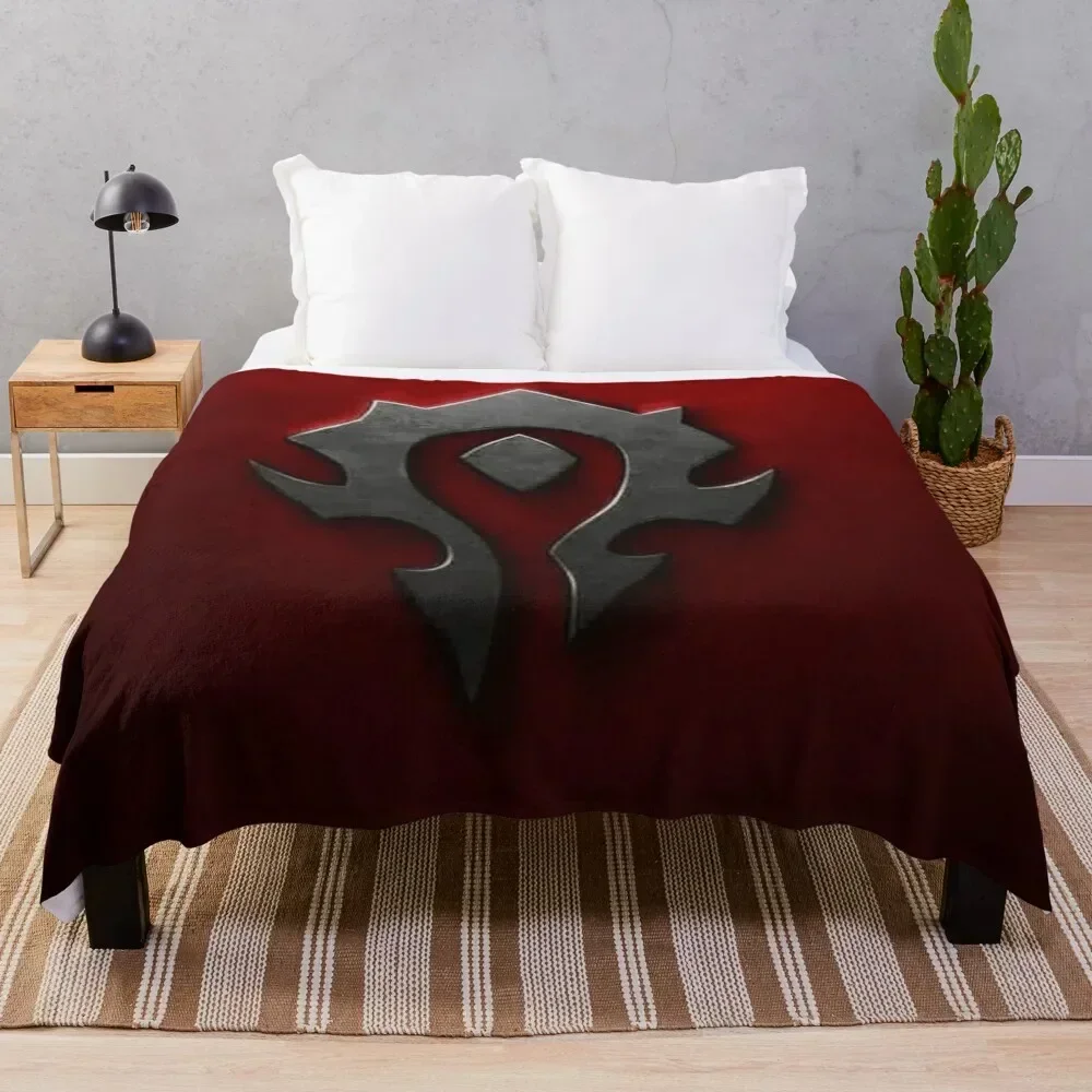 

Horde shield from the game World of Warcraft -WoW- red background Throw Blanket Sofa Throw Bed Hairys Blankets