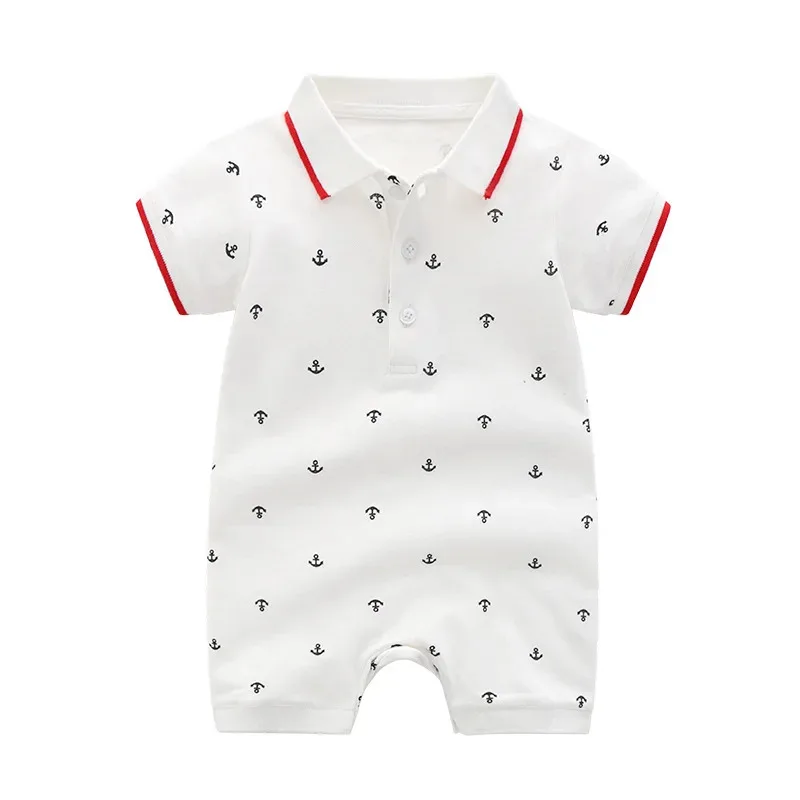 

2020 Newborn baby boy summer clothes romper white cotton baby boy jumpsuit outfit 0-3-6-9-12 months baby clothing Ropa de bebe