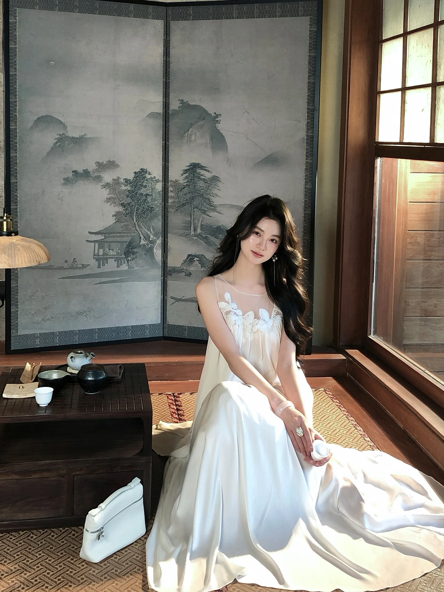 

Floral Print Asymmetrical Hem Top And Skirt Set Breathable Svel Tee Dimensional Flower Pattern High Waist Spring Summ...