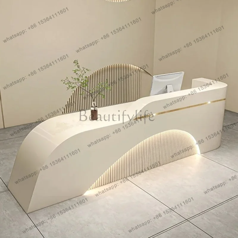 LJY Modern Delicacy Elegant Bar Counter Cabinet Counter Glamour Reception Desks Checkout Nordic Mostrador Commercial Hotel Furni