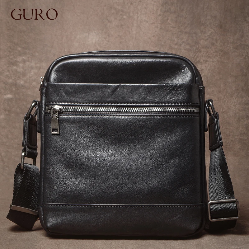 

GURO Luxury Top Grain Cowhide Crossbody Bag Men's Genuine Leather Vintage Shoulder Bag Business Casual Sling Bag For Daily Use