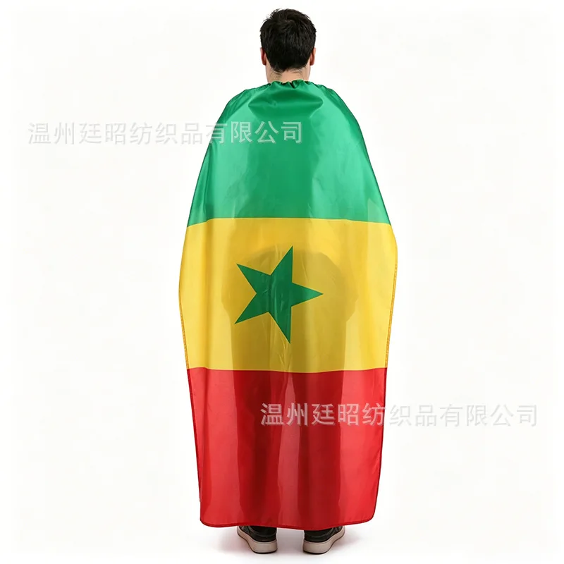 （TIKI FLAG）90x150cm Senegal shawl flag Polyester Senegal Shoulder FLAG Super Poly football 3x5 Feet Senegal Flags
