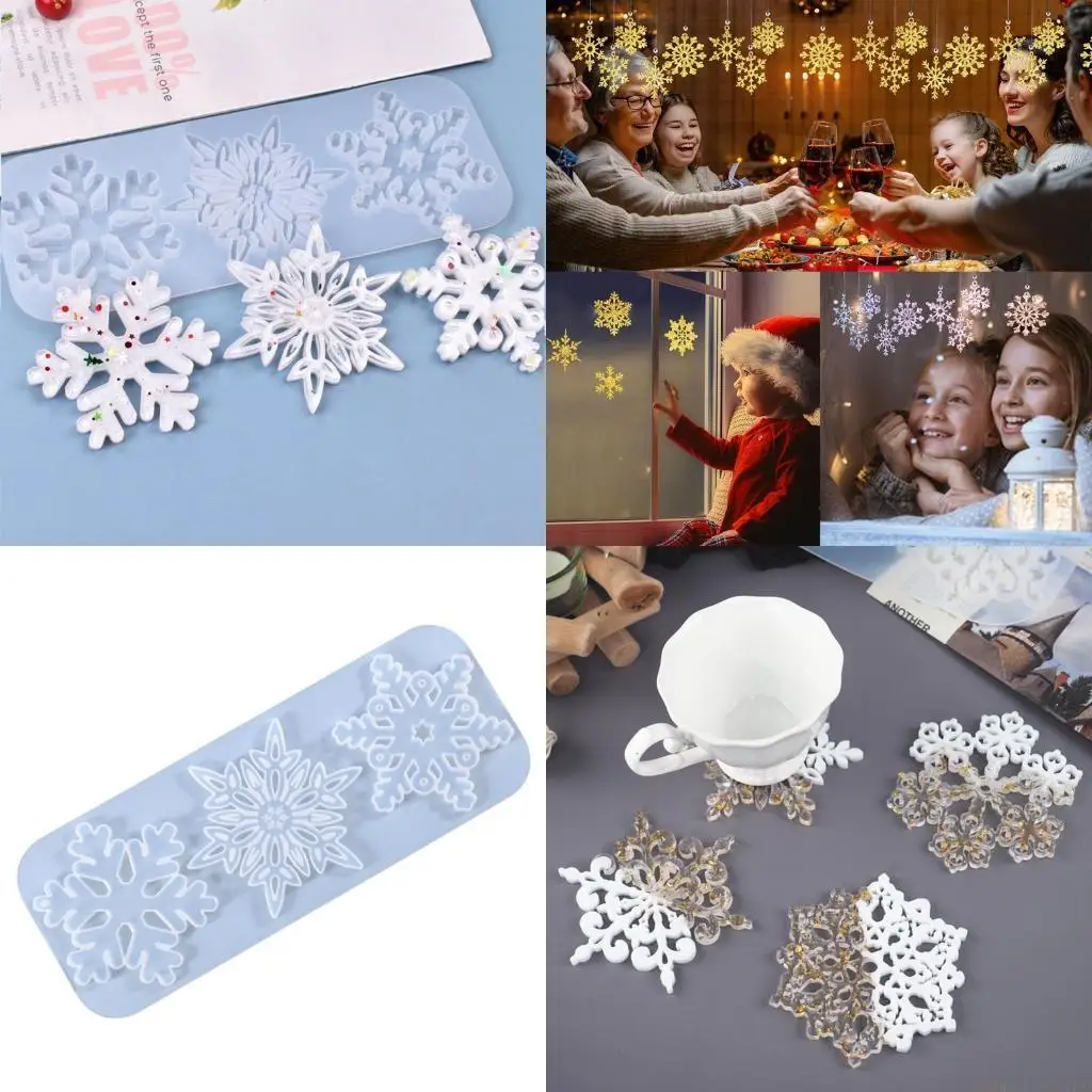 

31BF Three-linked Snowflake Listing Pendant Silicone Mold Jewelry Epoxy Resin Casting Jewelry Tool Making Resin Diy Craft