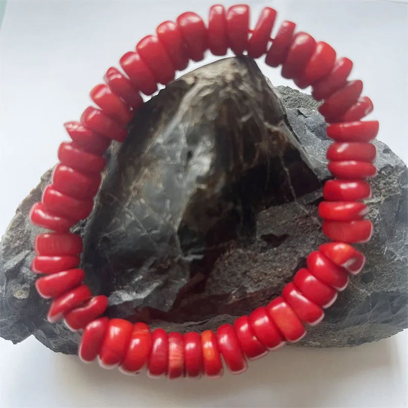 

4-5*11MM Natural Stone Red Coral Bracelet Beading Diy Jewelry Women And Men Present Amulet Accessories Holiday