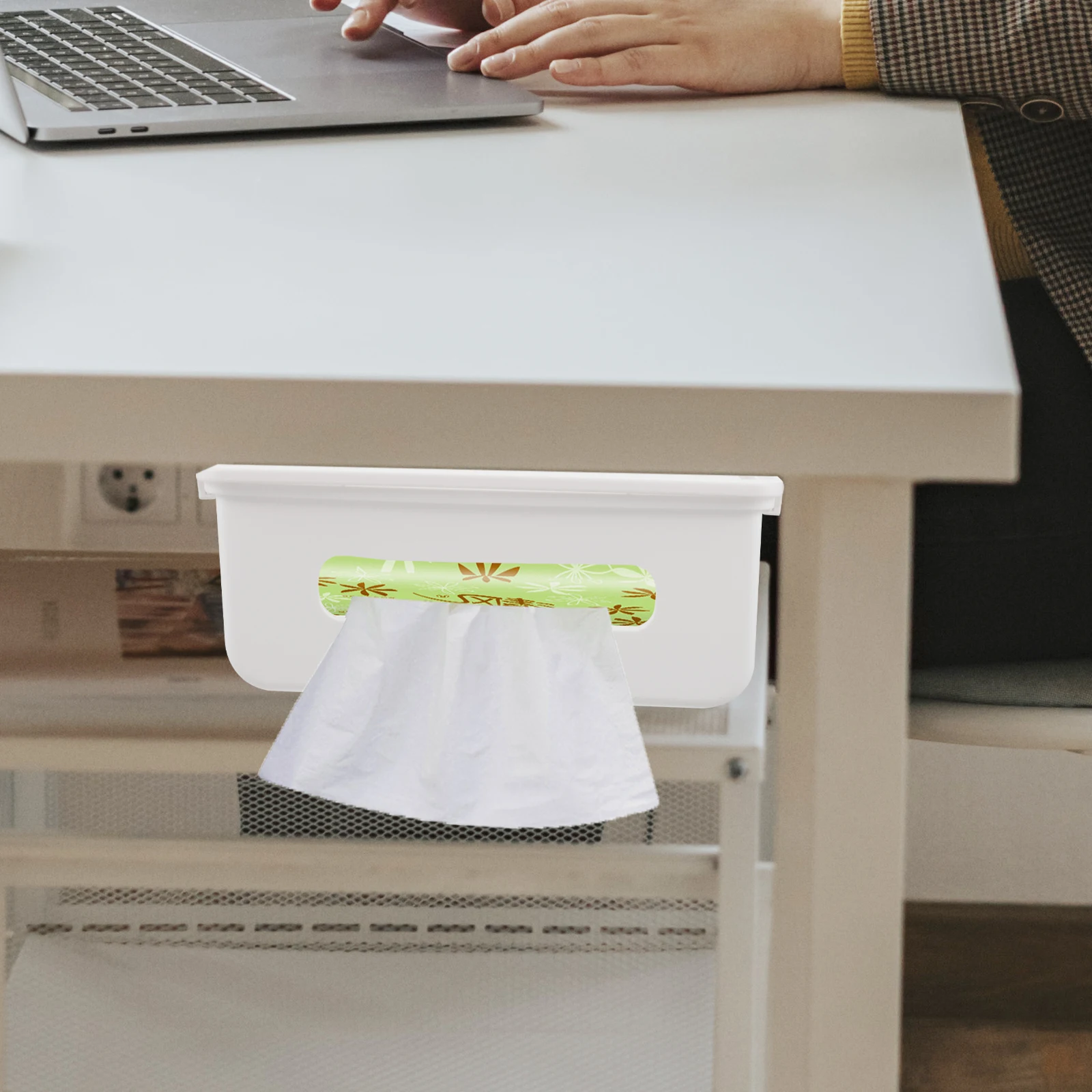 

White Hidden Sticky Drawer Desk ganizer Under Table Storage Tissue Box Holder Office Supplies Kitchen Bathroom
