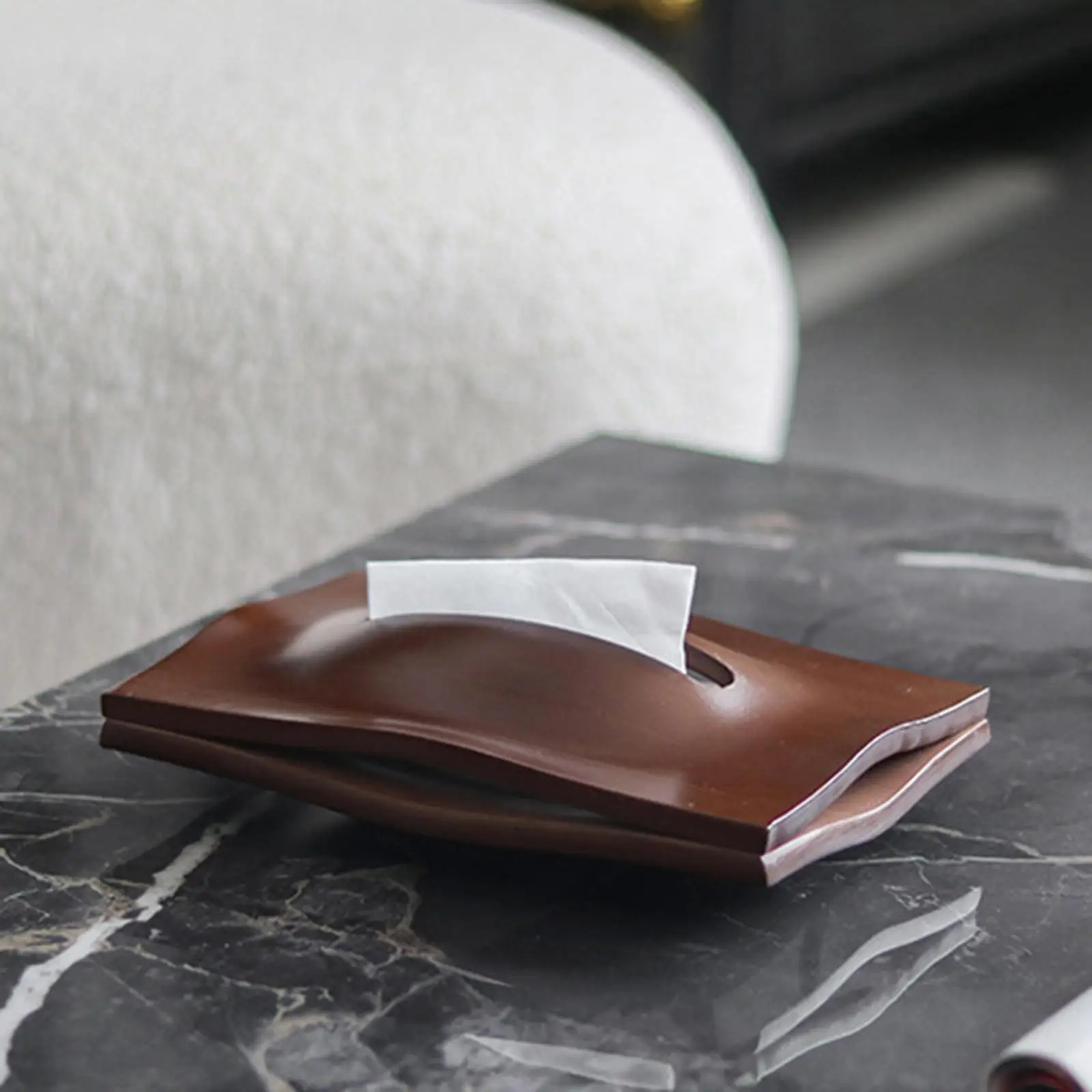 

Wood Tissue Box Cover Facial Tissue Dispenser for Desk Dresser Farmhouse