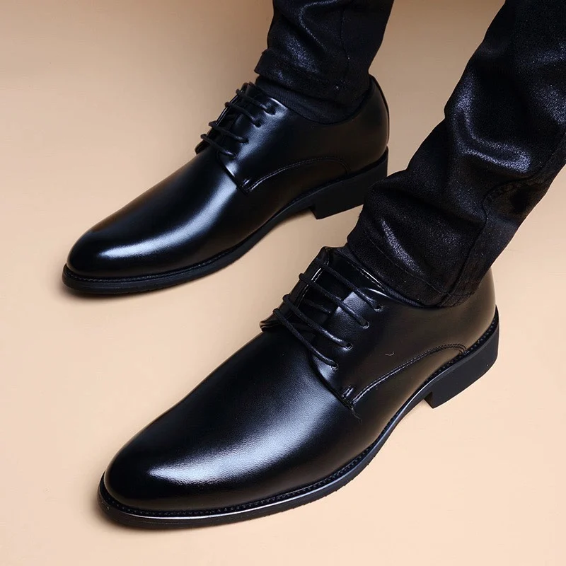 

Men's Busin Formal oes Summer Wedding oes Increased Height Bla Pointed Toe Breathable Korean Sle Leather oes