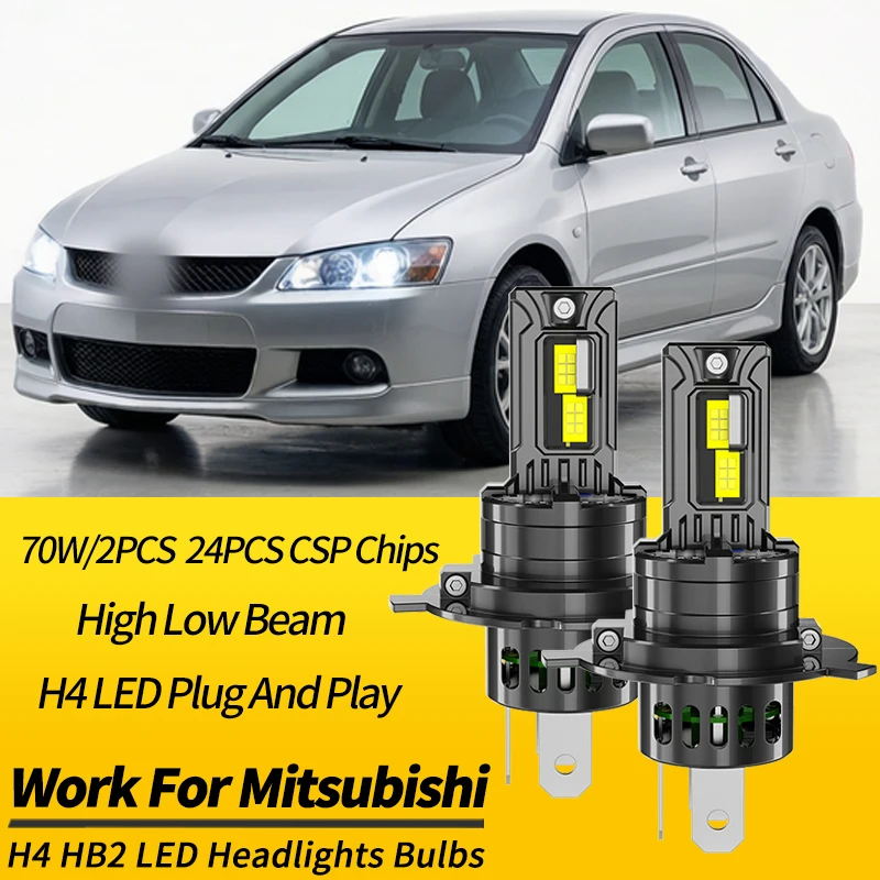 2PCS H4 HB2 LED Headlight Bulbs High Low Beams Canbus For Mitsubishi Lancer 05-07 Galant 06-10 Mirage 12-16 Ek Wagon 06-13 Dingo