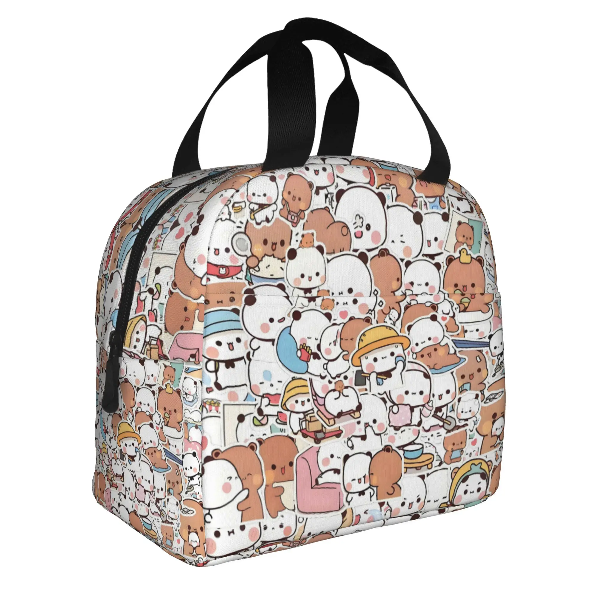 Peach And Goma Portable Lunch Boxes for Waterproof Bubu Dudu Bear Panda Cooler Thermal Food Insulated Lunch Bag Office Work
