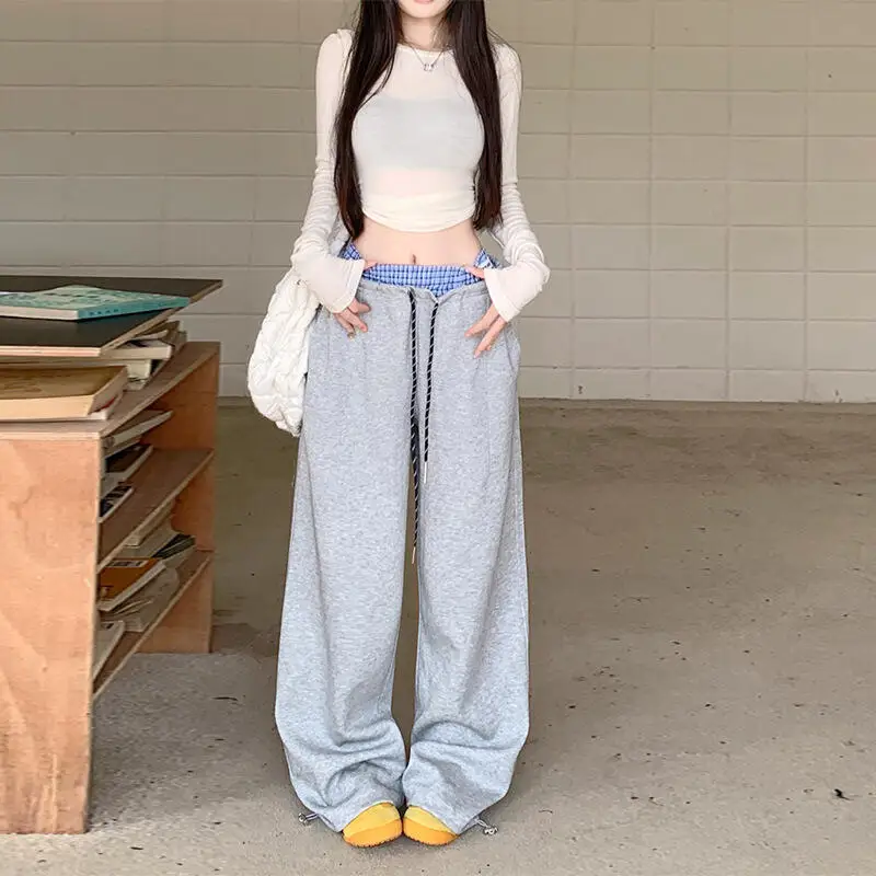 Mädchen Herbst Winter Boden Hosen Jogginghose Lose Breite Bein Hosen Drapieren Gerade Bein Hosen Weibliche Hohe Taille Jogginghose Großhandel