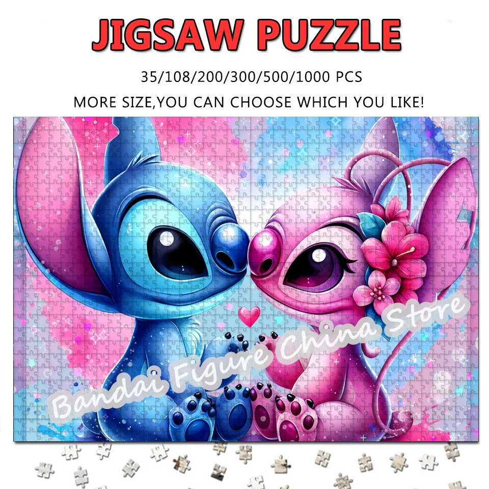 

Пазлы «сделай сам» Disney Lilo and Stitch для взрослых, игрушки для снятия стресса, 108/200/300/500/1000 шт., пазлы с мультяшным принтом
