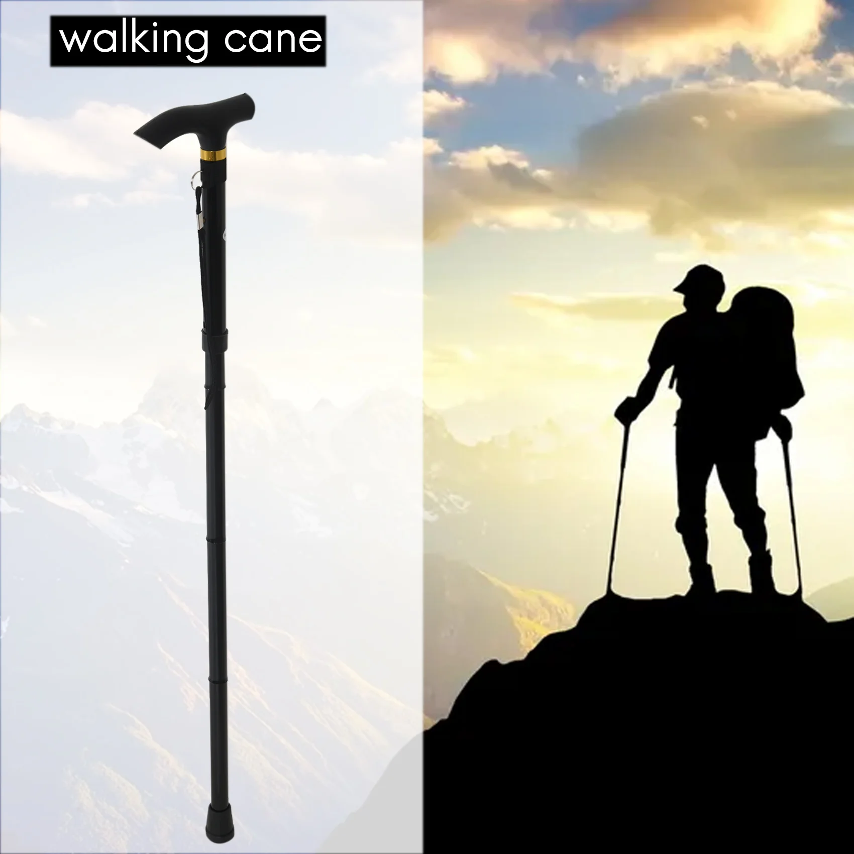 Folding Cane Adjustable Collapsible Lightweight with Ligh Walking Stick Perfect Daily Living Aid for Limited