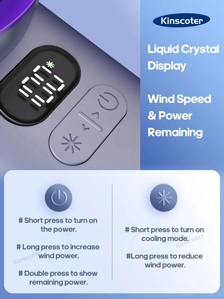 KINSCOTER Portable Handheld Turbo Fan 100 Wind Speeds Adjustable Mini Personal Fan Battery Operated Electric Eyelash Fan image 6
