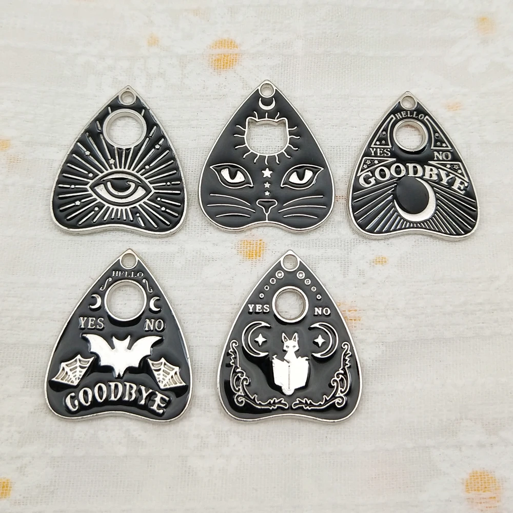 10pcs Cat Moon Bat Eye Charms for Jewelry Making Enamel Earring Phone Keychain Pendant Diy Accessories Alloy Metal White Plated