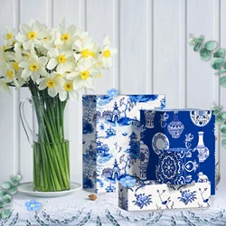 12 Chinaware Porcelain Pattern Gifts Wrapping Material Paper Blue and White Porcelain Baby Birthday Party Decorative Craft Paper