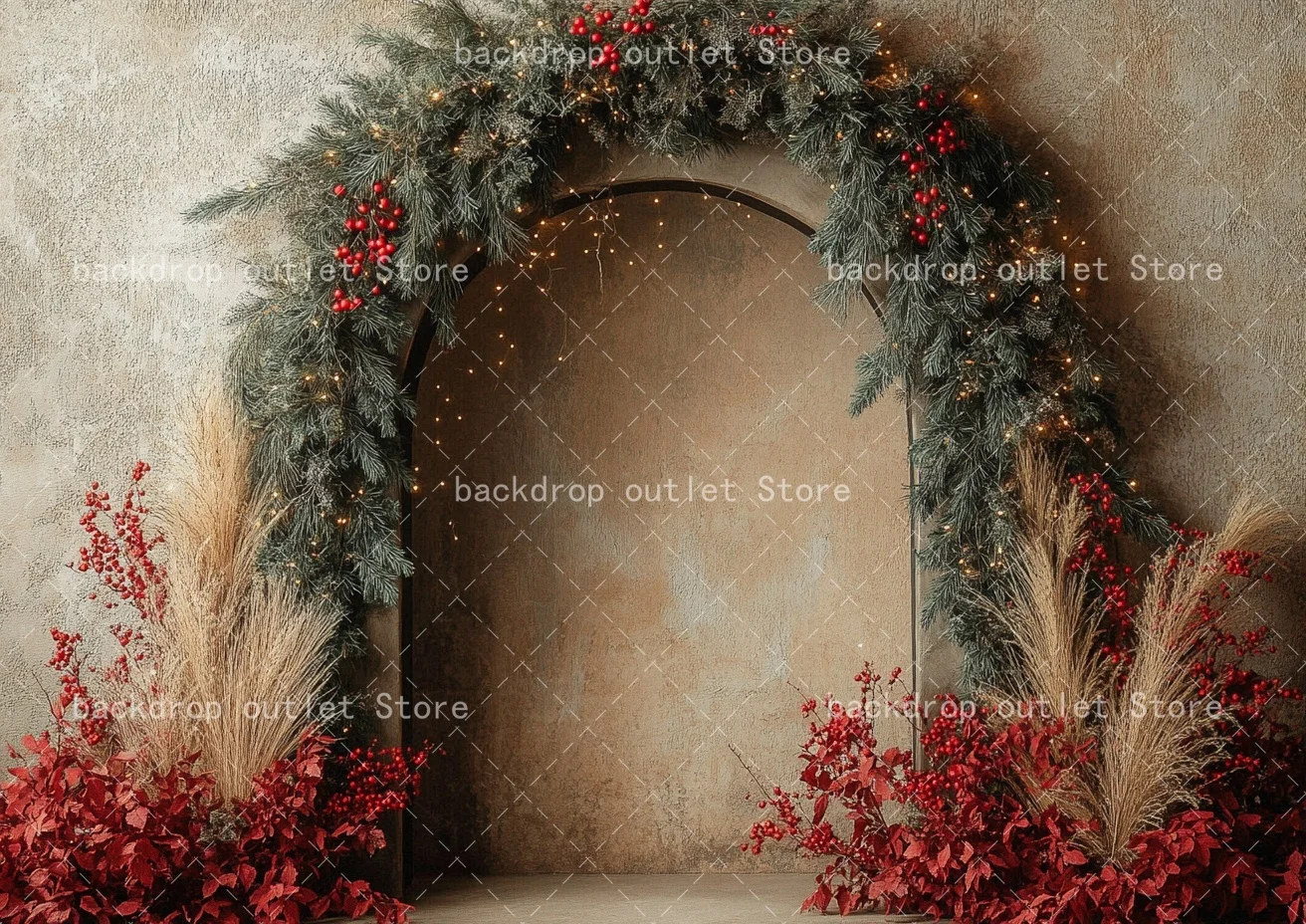 Mehofond عيد الميلاد قوس جدار خلفية التصوير الفوتوغرافي أوراق الصنوبر بوهو ريد الشتاء الكبار الحوامل صورة كابينة تصوير خلفية