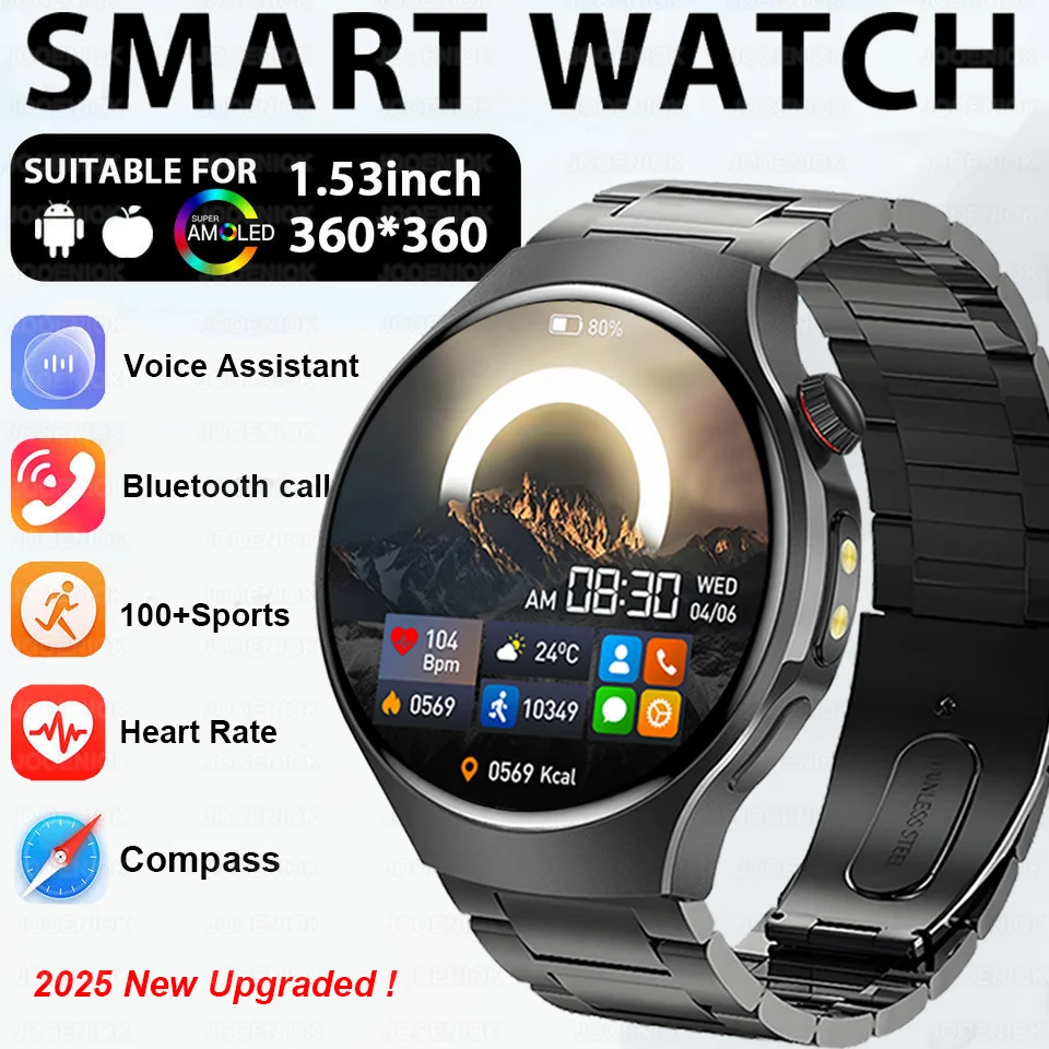 

Outdoor Sport Smart Watch Men Watch 5 Pro 1.53" Ultra AMOLED Screen Bluetooth Call Heart Rate IP68 SmartWatches Woman 2025 New