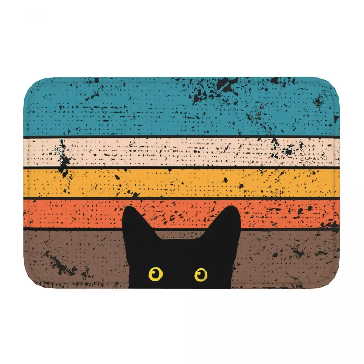 Peeking Cat In Retro Circle Non-slip Doormat Carpet Living Room Kitchen Mat Outdoor Flannel Decor