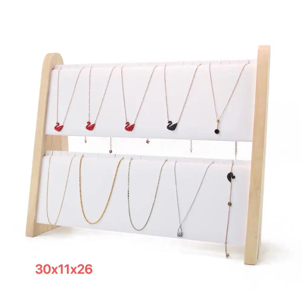 17 digits Wood Jewelry Display Necklace Stand Holder Pendant Bracelet Organizer Rack Showcase Tray For Home Shop Counter Shows P