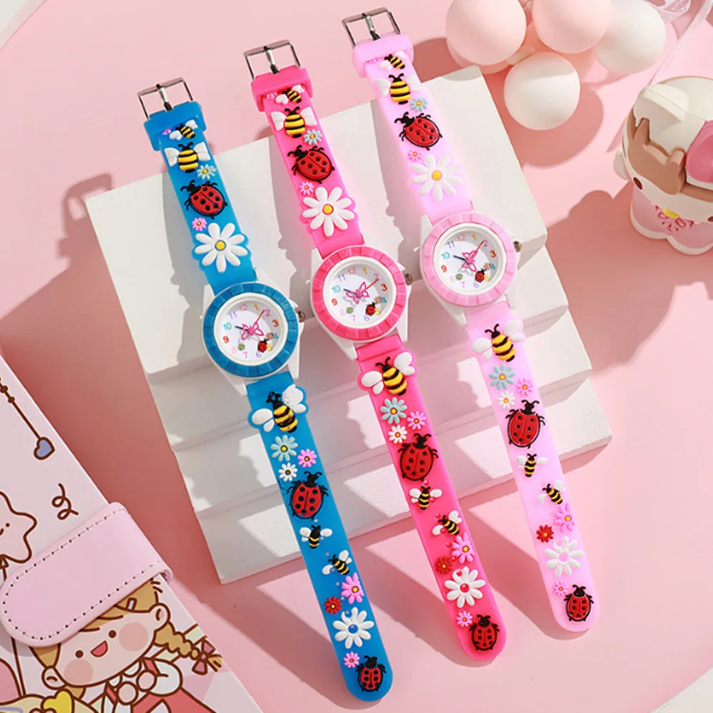 New Cartoon Cute Butterfly Watch for Girl Lovely Quartz Watches Casual Sport Outdoor 3D Silicone Strap Girls Clock Gift