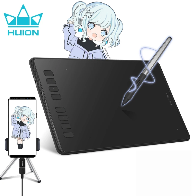 

HUION 9 Inch Graphic Tablet H950P 8 Press Keys Digital Drawing Pen Tablet with 8192 Levels Battery-Free Stylus Tilt Function