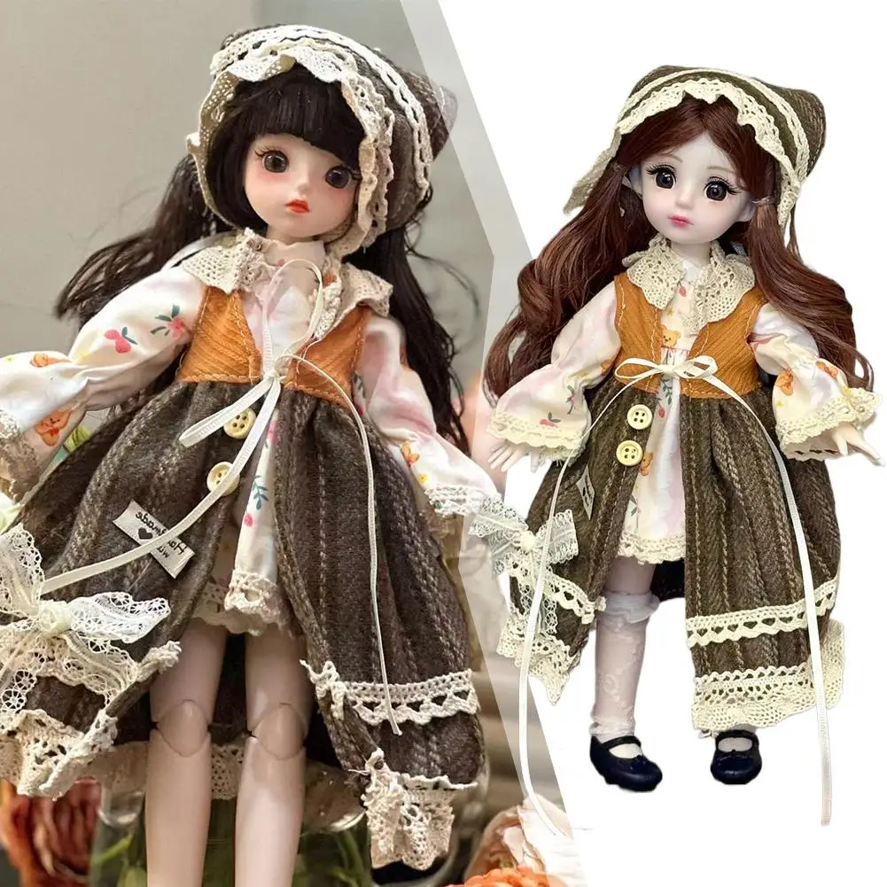 30cm BJD Doll Eclectic High End Design 6 Pointed Jointed DIY Toys With Princess Dress Up Clothes Long Hair High Heel