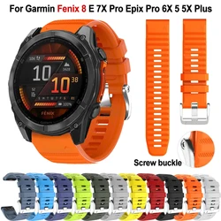 Quickfit 26/22mm Watchband Straps For Garmin Fenix 8 E 7 7X Pro 6 6X Solar 5X 5 Epix Pro 2 Smartwatch Silicone Silver Clasp Band