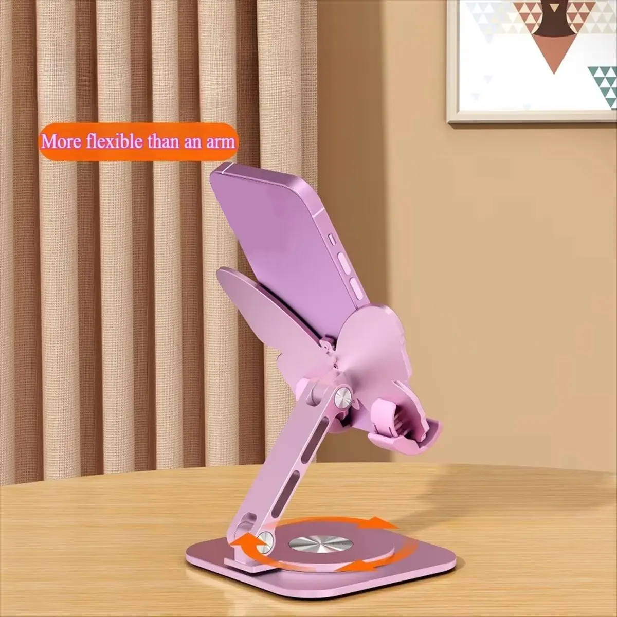 Phone Stand Aluminum Alloy Butterfly Foldable 360 Degree Rotating Adjustable Within 8inche for Desk Tablet Smartphone