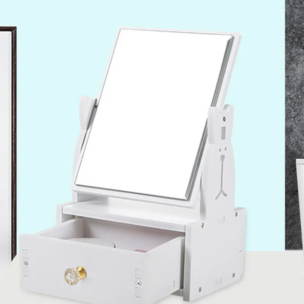 

1Pcs Makeup Mirror Vanity Desktop Mirror Turnable 360 Degree Clear Glass Drawer Storage Perfect for Jewelry Makeup
