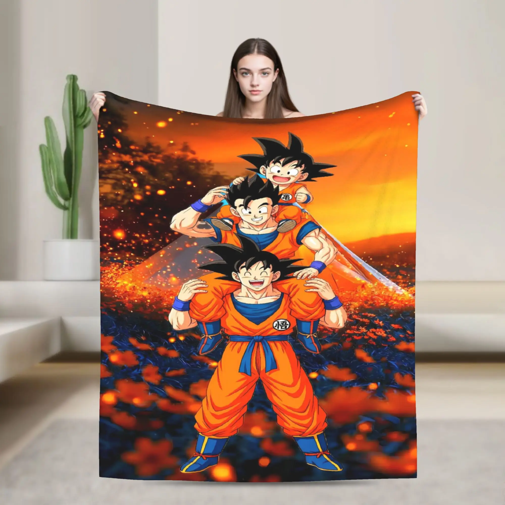 D-Dragons Ball Anime Flannel Blanket  Soft Durable Throw Blanket for Couch Bed Picnic Novelty Bedspread Sofa Bed Cover