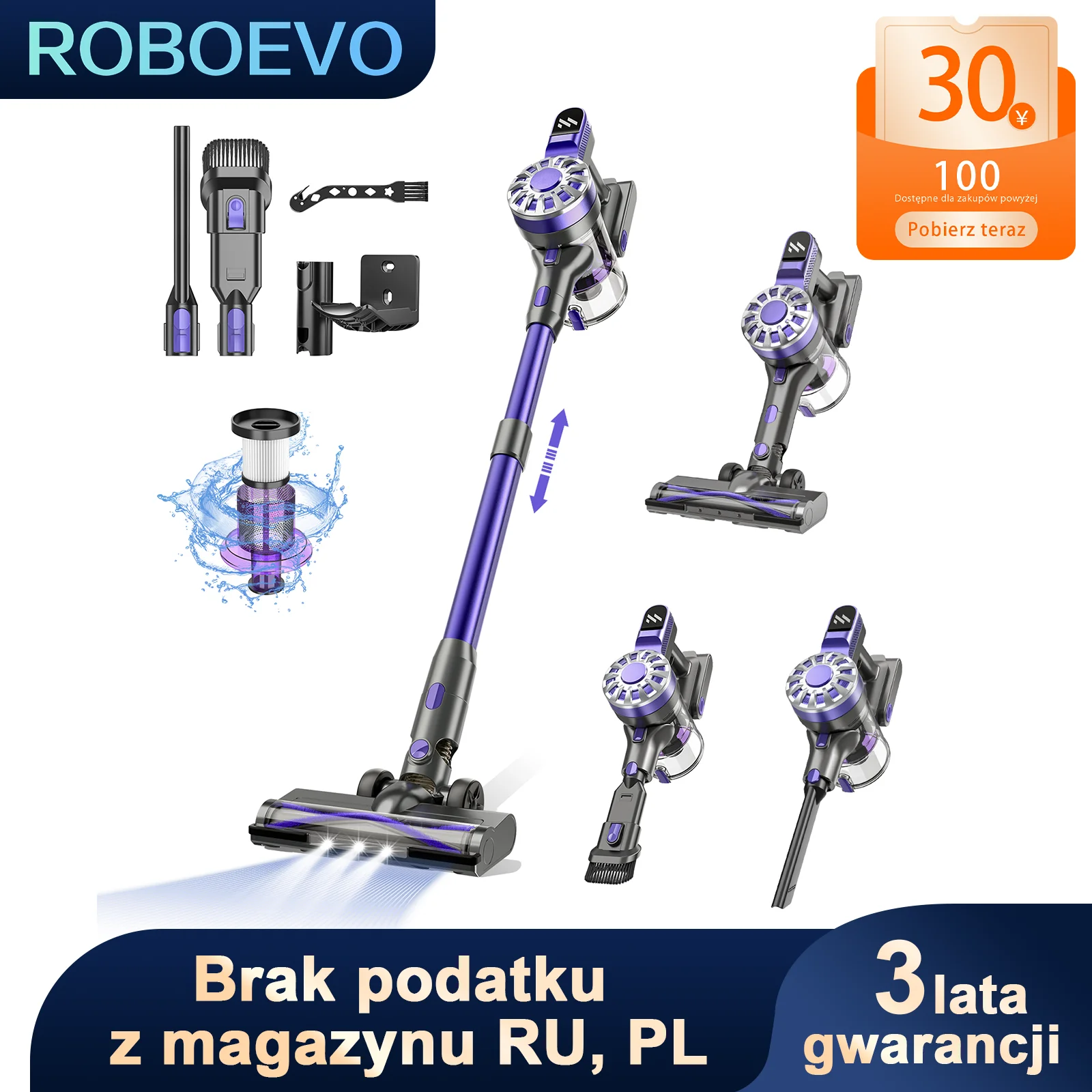 GOOVI V07 100kPA Wireless Handheld Vacuum Cleaners 180W Suction Power Cordless Stick Vaccum Cleaner For Pet Home 0.9L Dust Cup