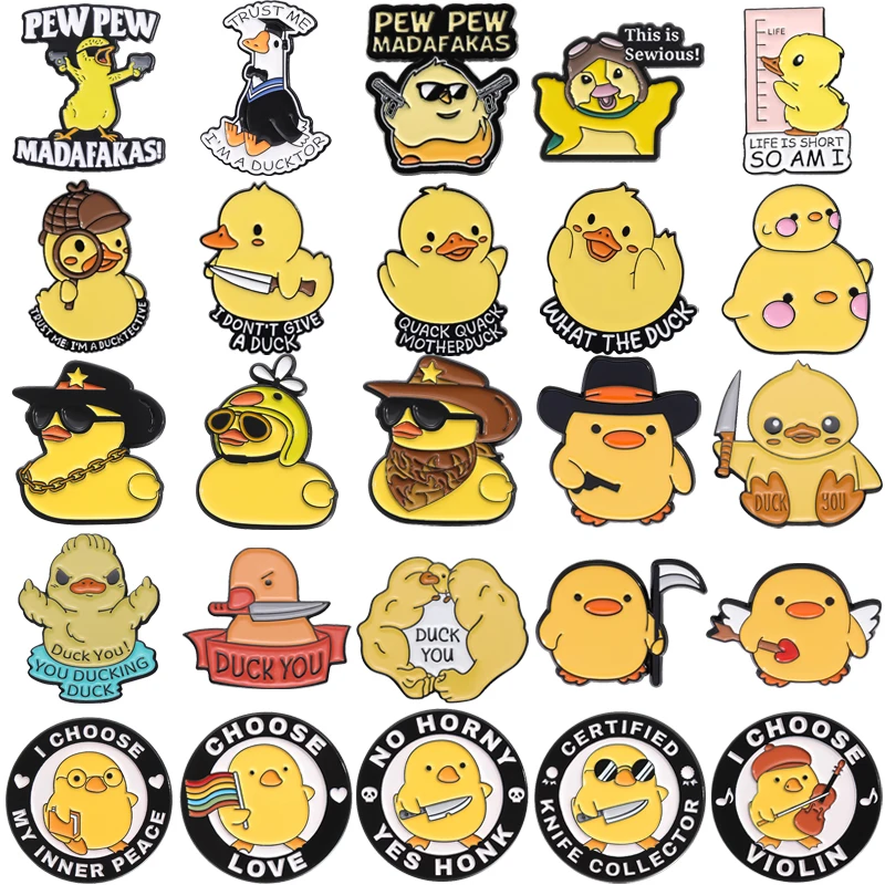 Fun Yellow Duck Collection Enamel Pins Duck You Western Cowboy Hat Brooches Lapel Badges Wholesale Jewelry Gifts For Kid Friends