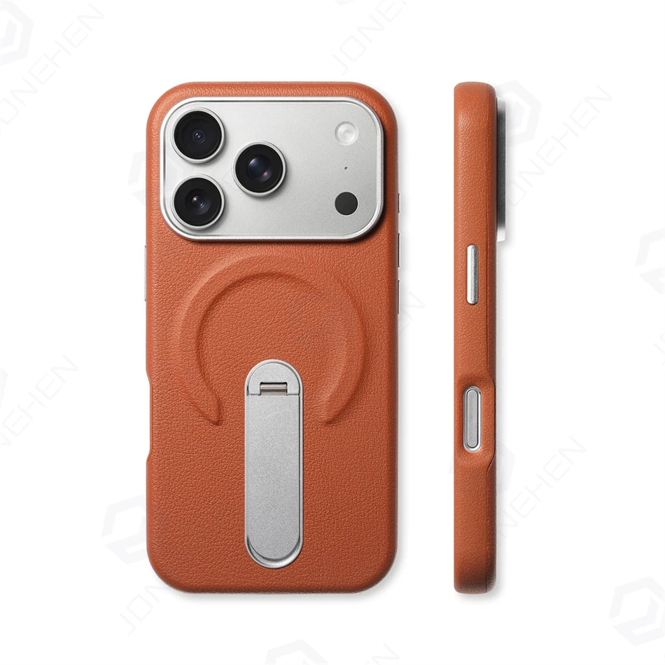 Magnetic Retro Leather Stand Holder Case For IPhone 17 16 15 14 13 Pro Max Wireless Charge Shockproof Armor Cover For Magsafe - view 4