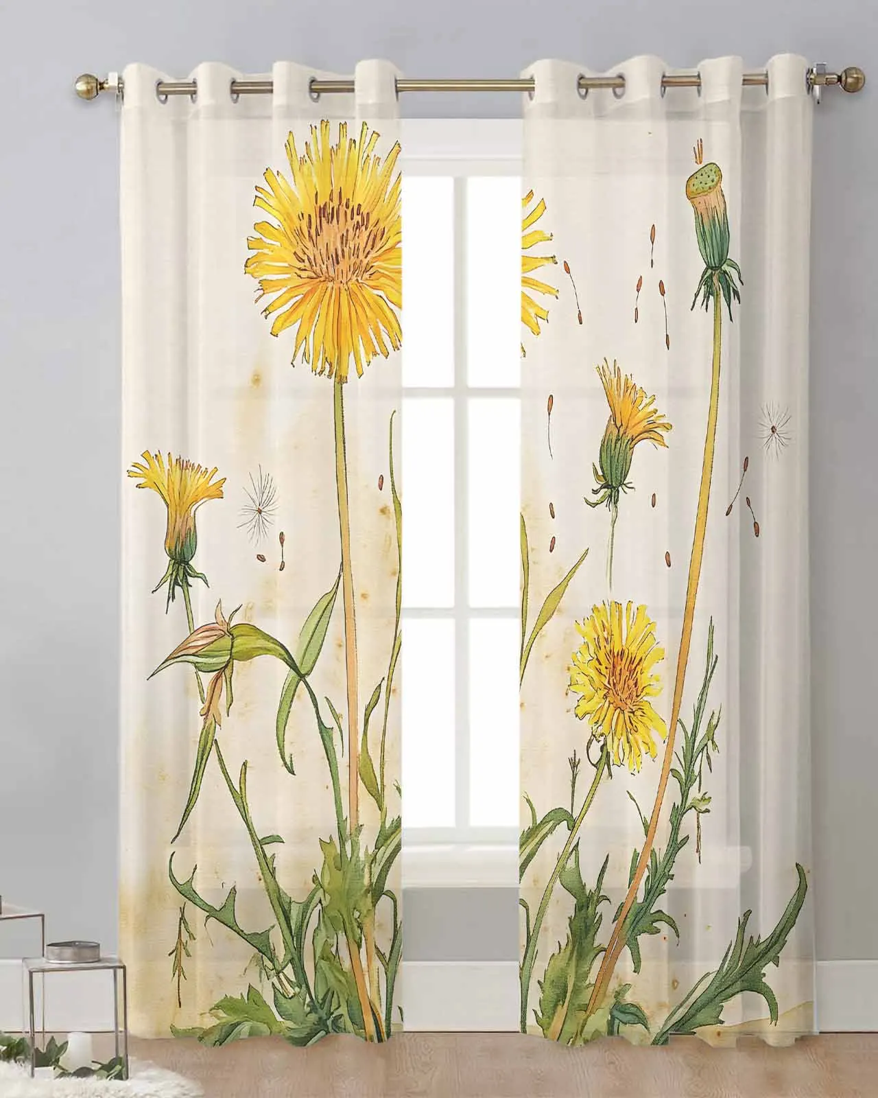 

Оранжевый акварельный цветок, тюль, украшение для гостиной, прозрачные прозрачные шторы для спальни, кухни, вуаль, шифоновые шторы