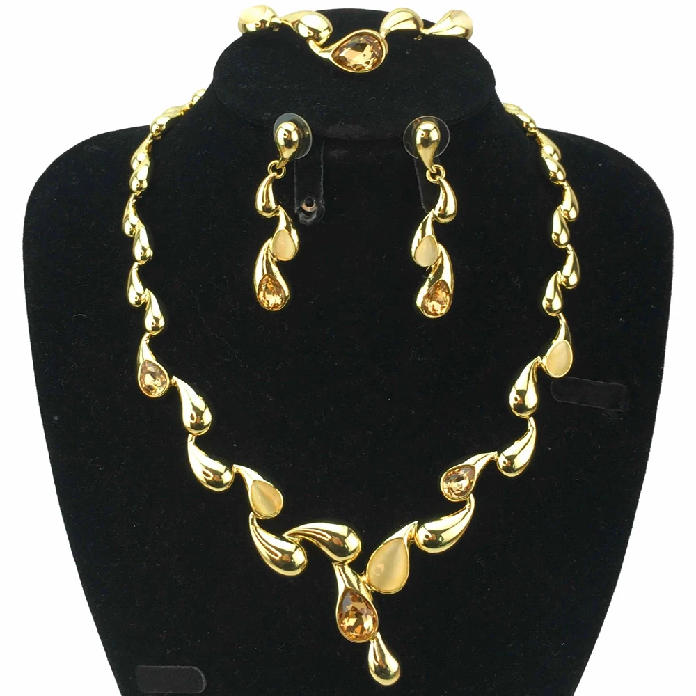 Yuminglai Unique Stones Necklace Dubai Jewelry Sets for Women Party FHK17527