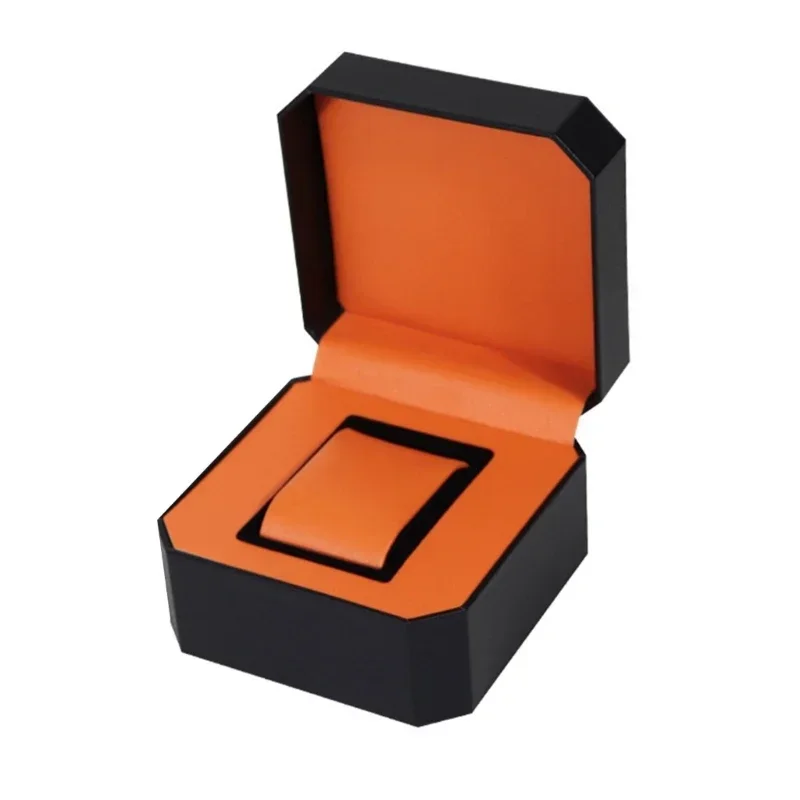 جديد أسود ساعة واحدة هدية مربع مع وسادة بو الجلود ساعة اليد عرض القضية المنظم للرجال صدفي بو الجلود ووتش القضية