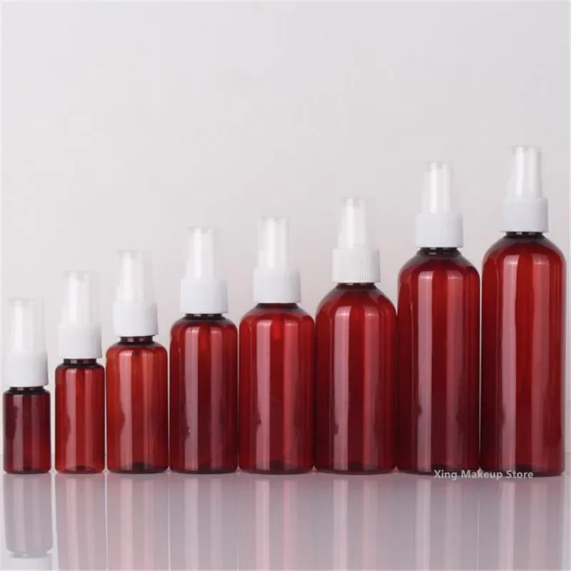 50PCS 10/20/30/50/100ml Brown PET Plastic Empty Spray Bottle Refillable Bottles Perfume Atomizer Fine Mist Alcohol Bottle