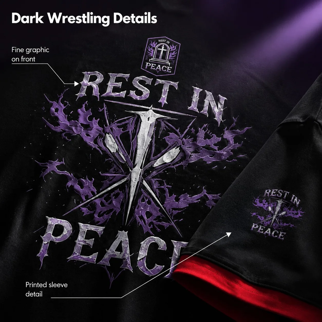 Men's Funeral Wrestling Dress V-neck Large Breathable Top Casual Sports Personalized Short Sleeve T-shirt