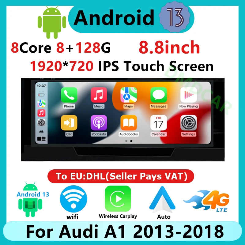 Factory Price  Head Unit Android 13 Wireless Carplay For Audi A1 2013-2018 Car Multimedia Video Player GPS Navigation