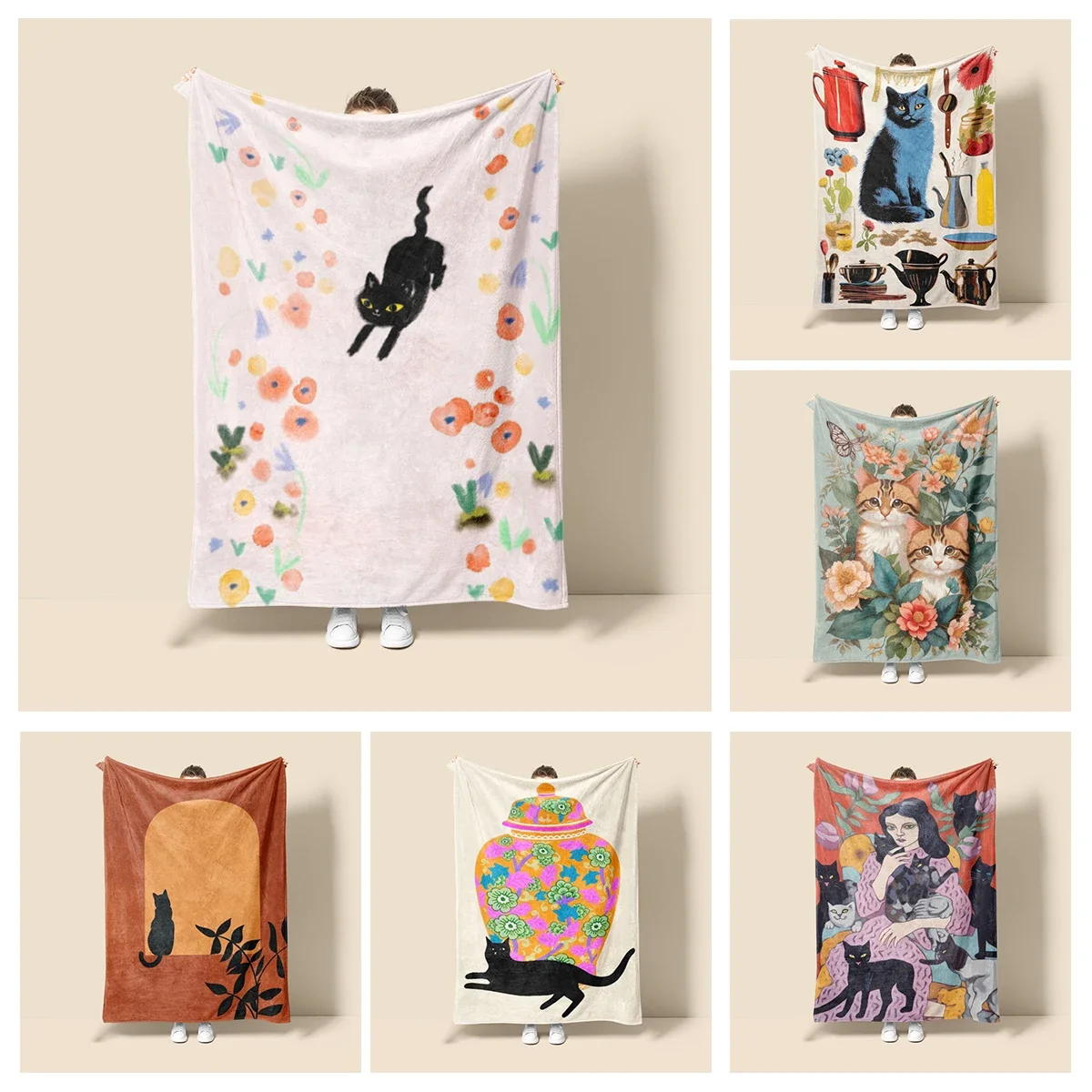 

Home decoration plush Throw Sofa blanket Anime animals Bedspread on the bed fluffy soft blankets decor Plaid Modern cat black