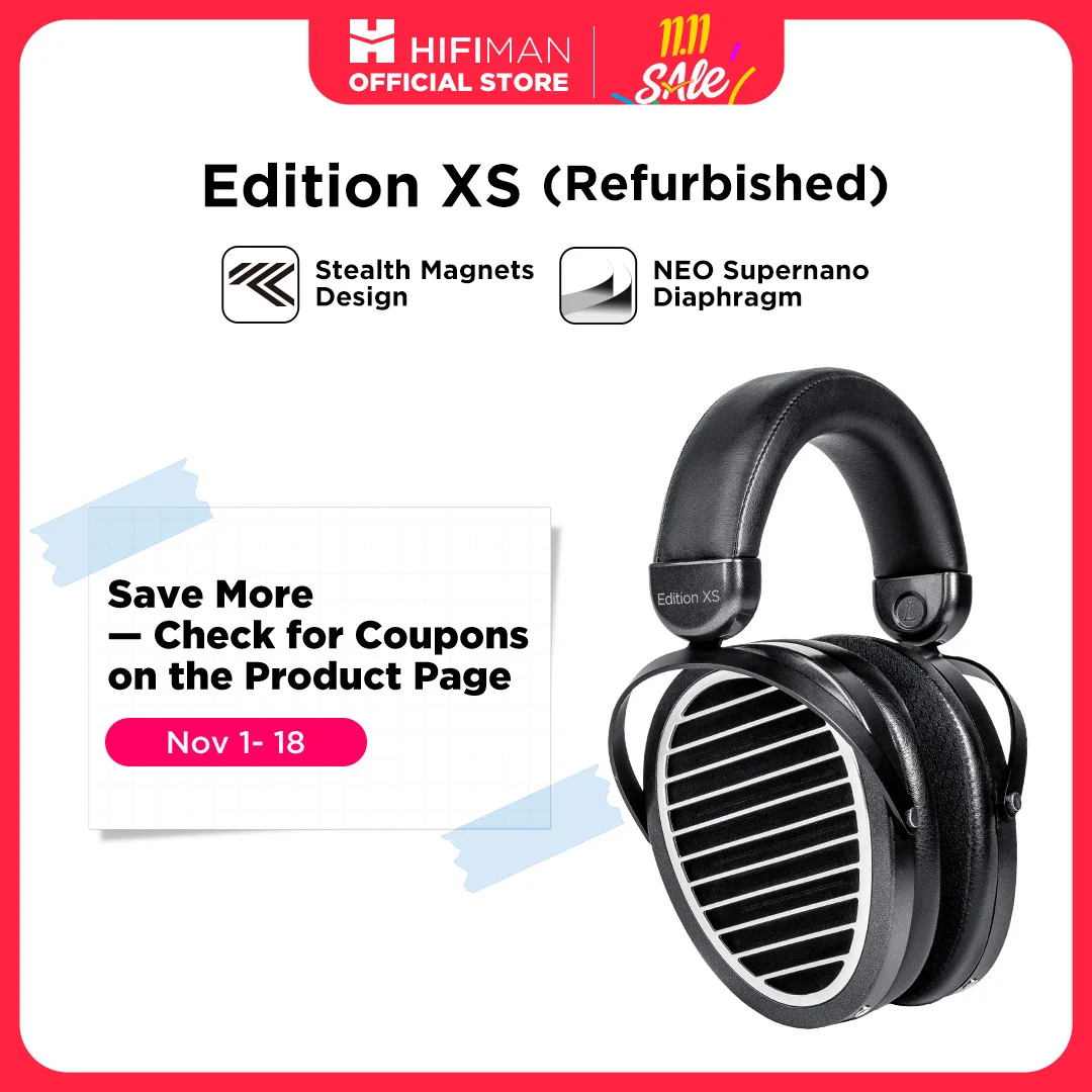HIFIMAN Edition XS Full-Size Over-Ear Open-Back Planar Magnetic Hi-Fi Headphones with Stealth Magnets Design Adjustable Headband